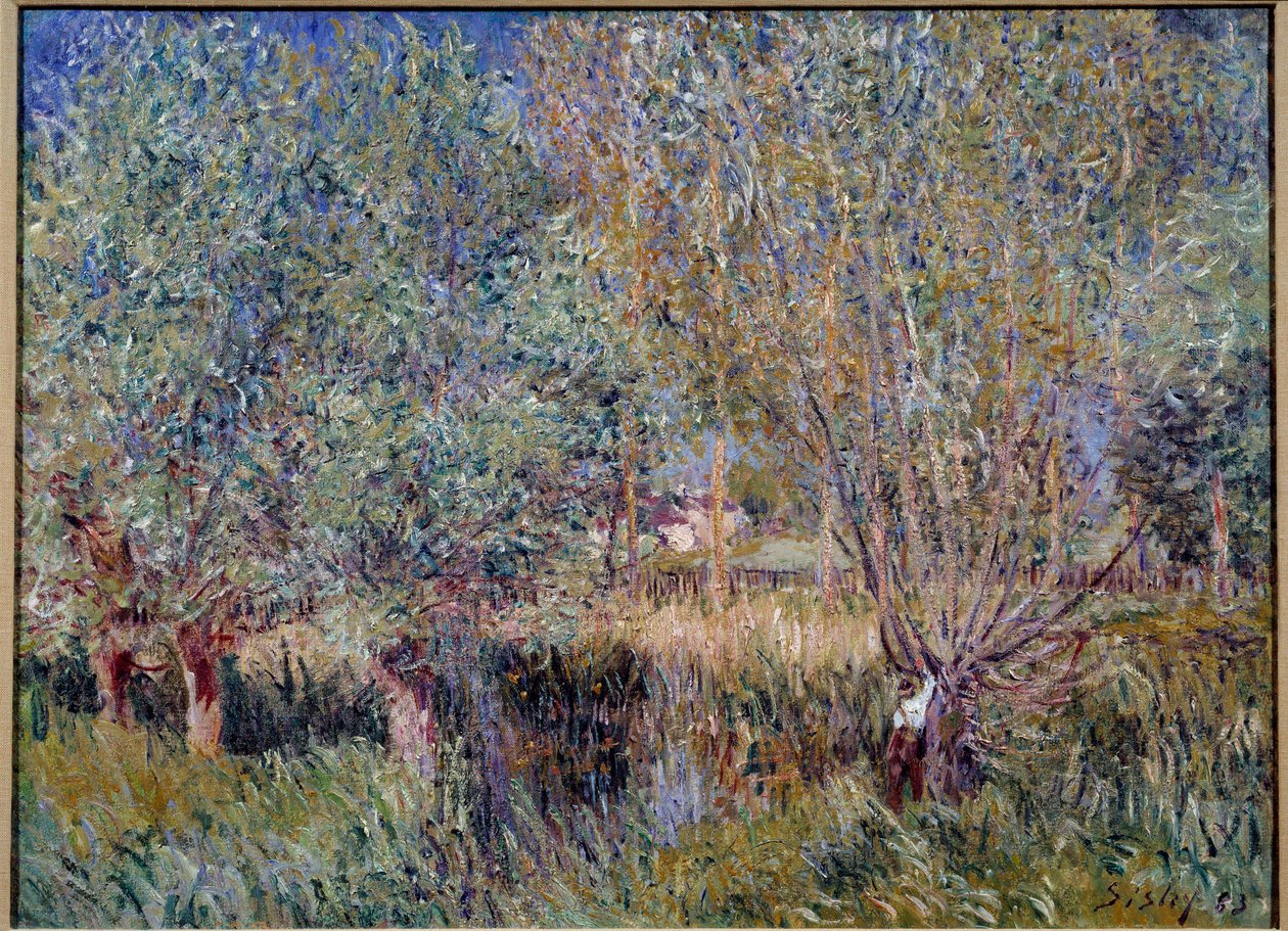 Salgueiros nas margens do rio Orvanne. Pintura de Alfred Sisley (1839 - 1899) de Alfred Sisley
