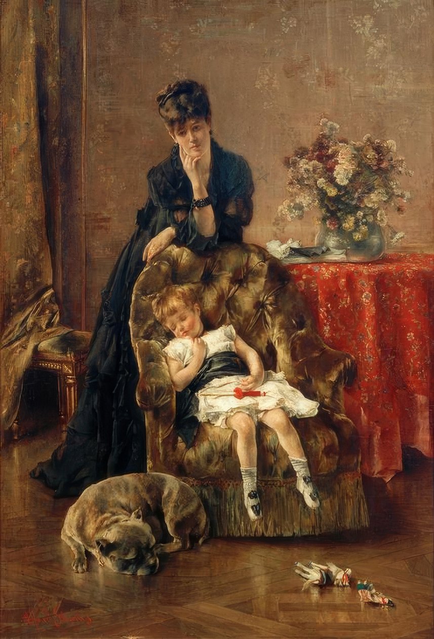 A. Stevens, a criança adormecida de Alfred Emile Stevens