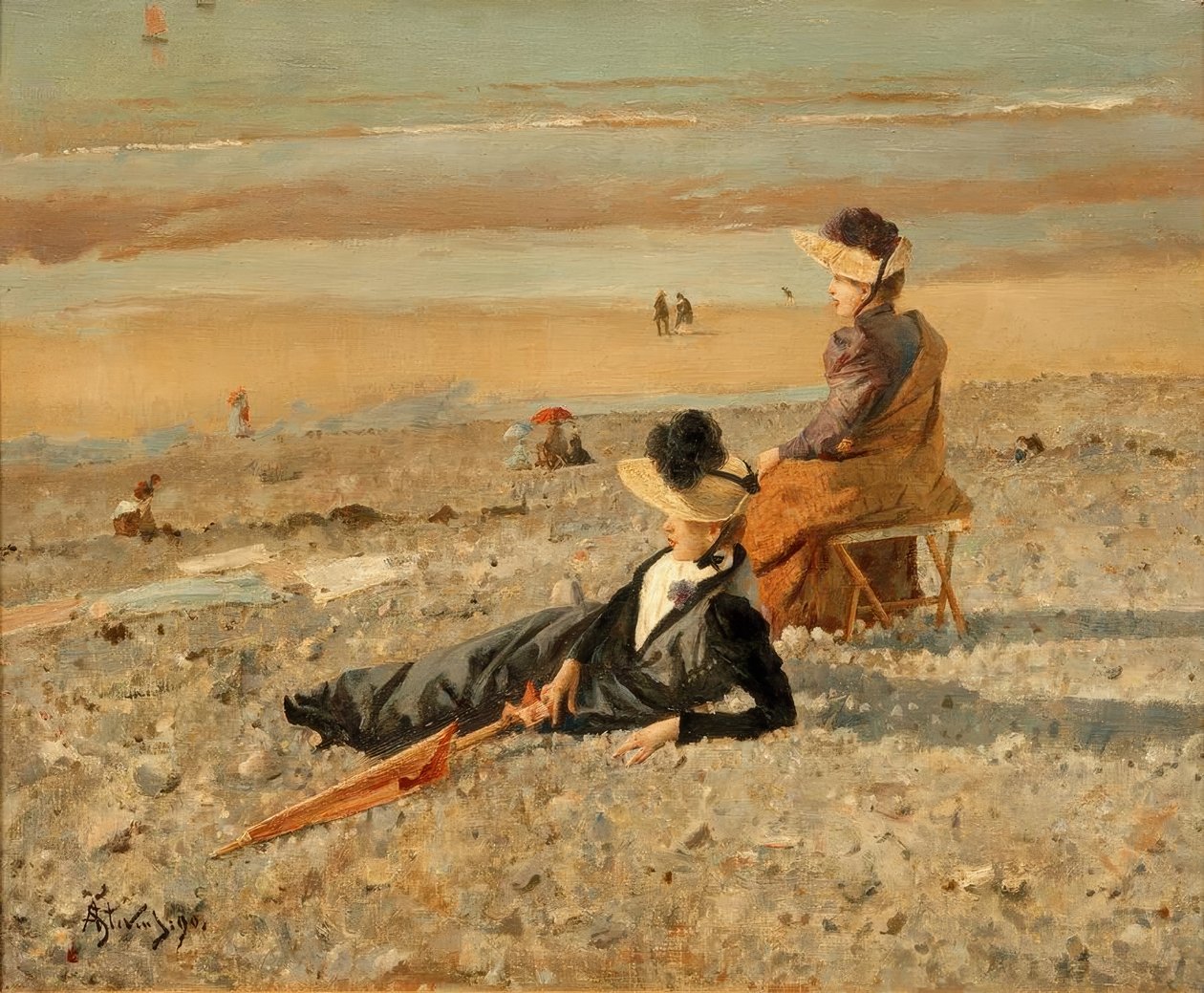 A. Stevens, um bom dia em Le Tréport de Alfred Emile Stevens