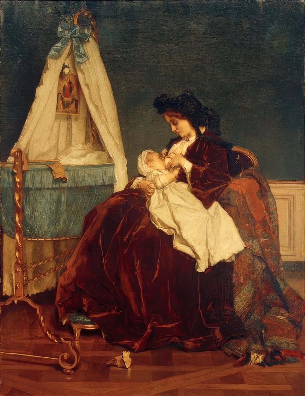Alfred Stevens, esposa e filho do artista Léopld de Alfred Emile Stevens
