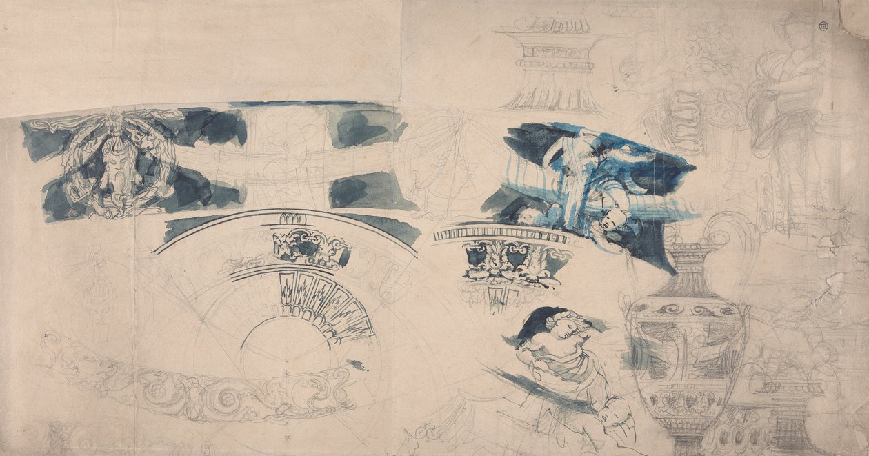 Desenhos para um Tecto e Interiores de Alfred Emile Stevens