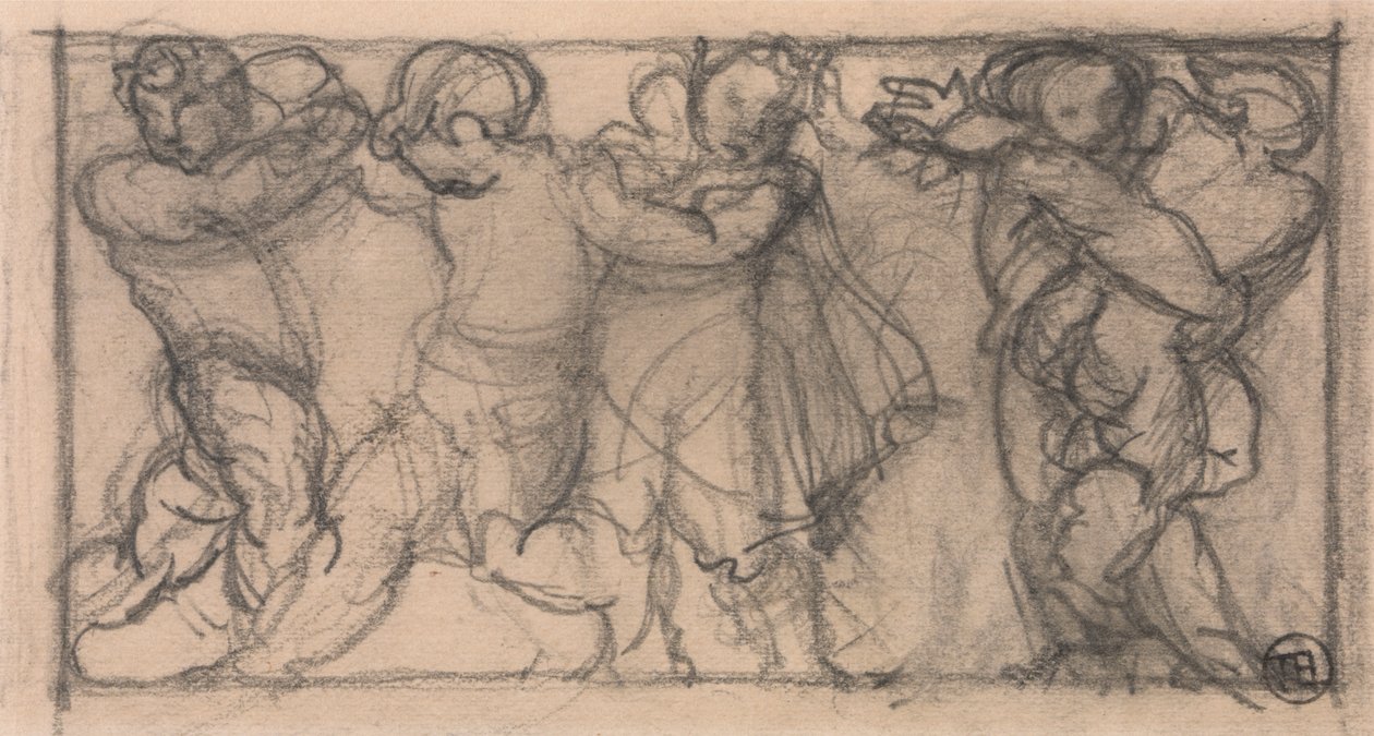 Grupo de Querubins (desenho para um friso?) de Alfred Emile Stevens