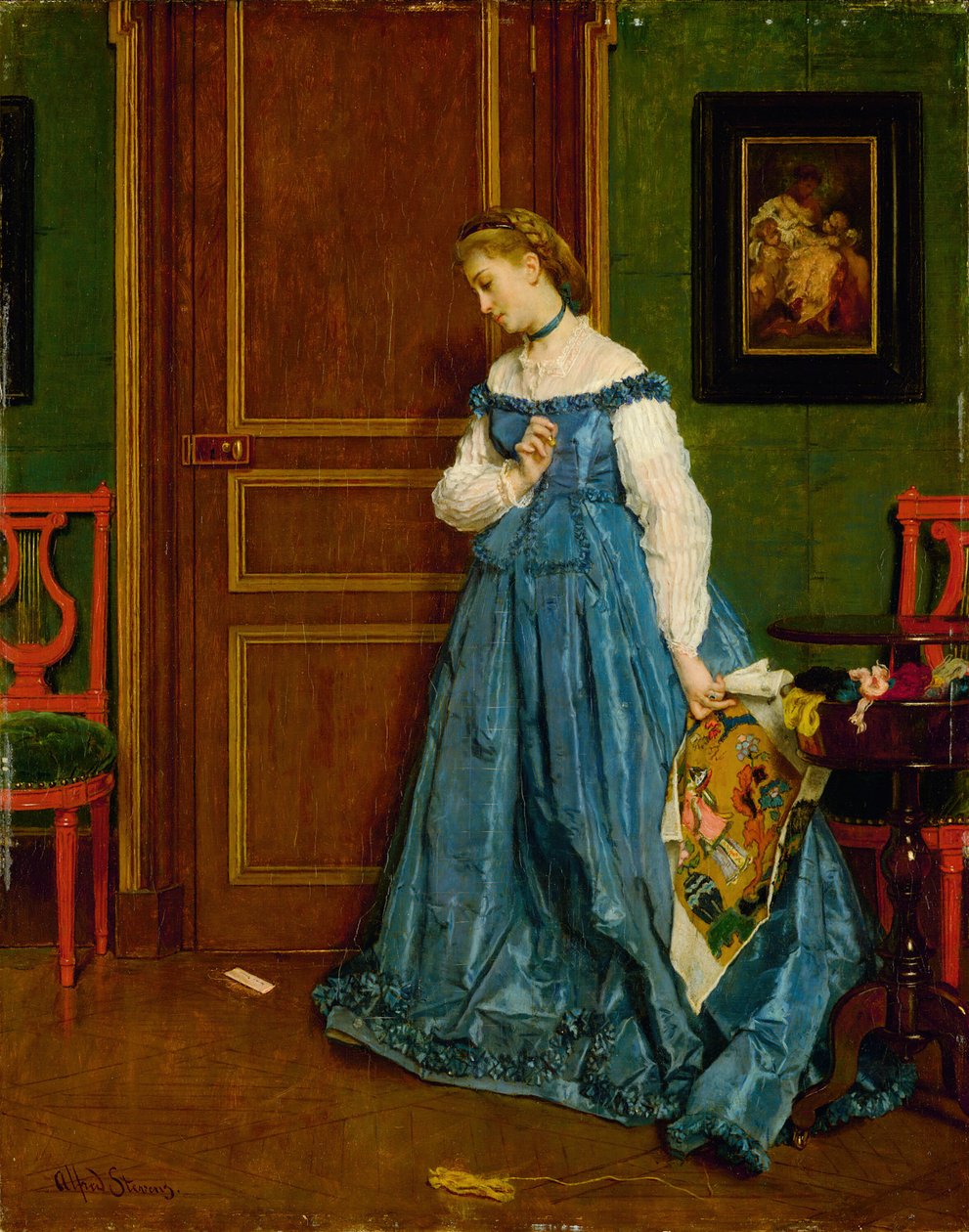 Hesitação Madame Monteaux, c. 1867. de Alfred Emile Stevens