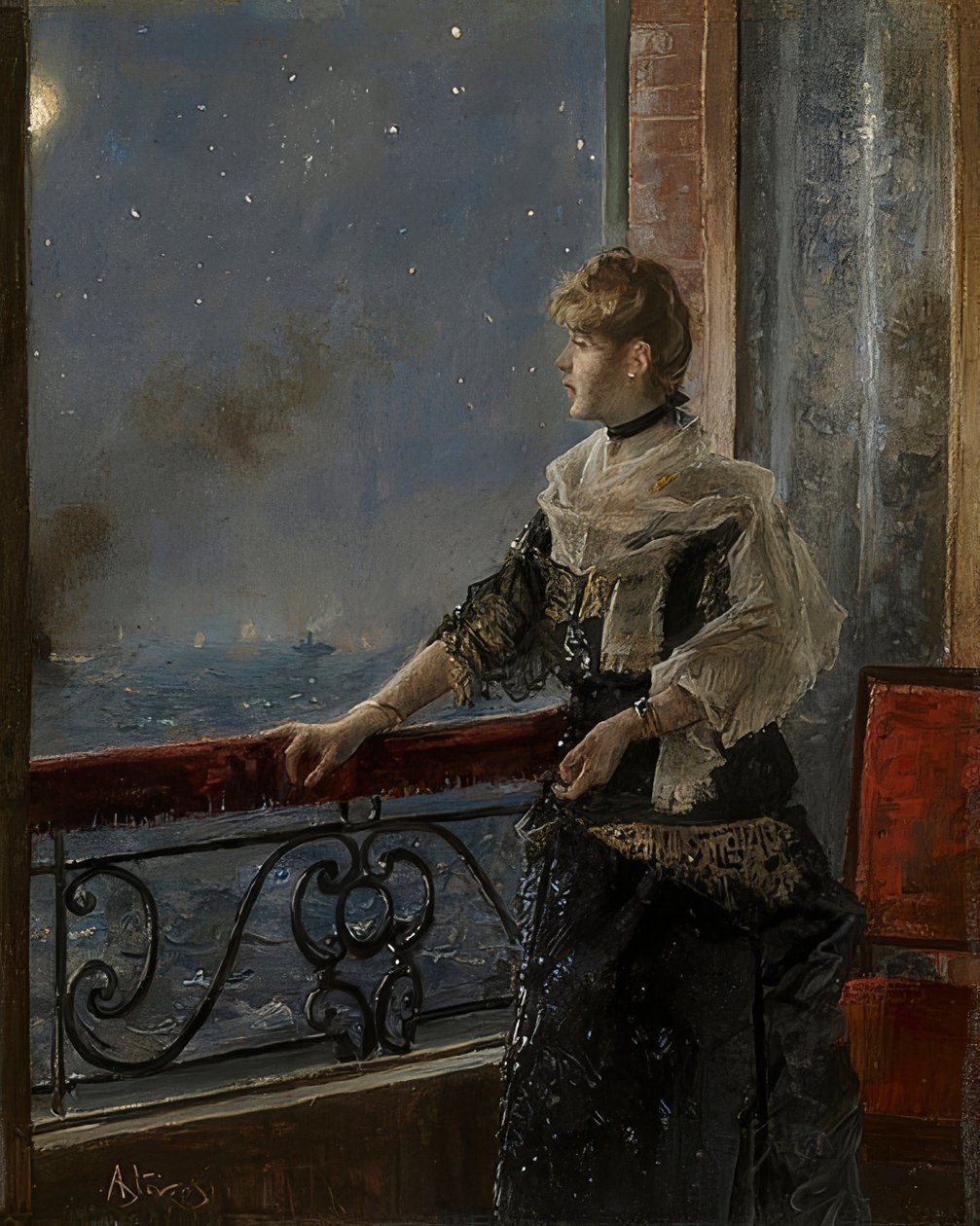 Luar (Au clair de la lune). Por volta de 1885 de Alfred Emile Stevens