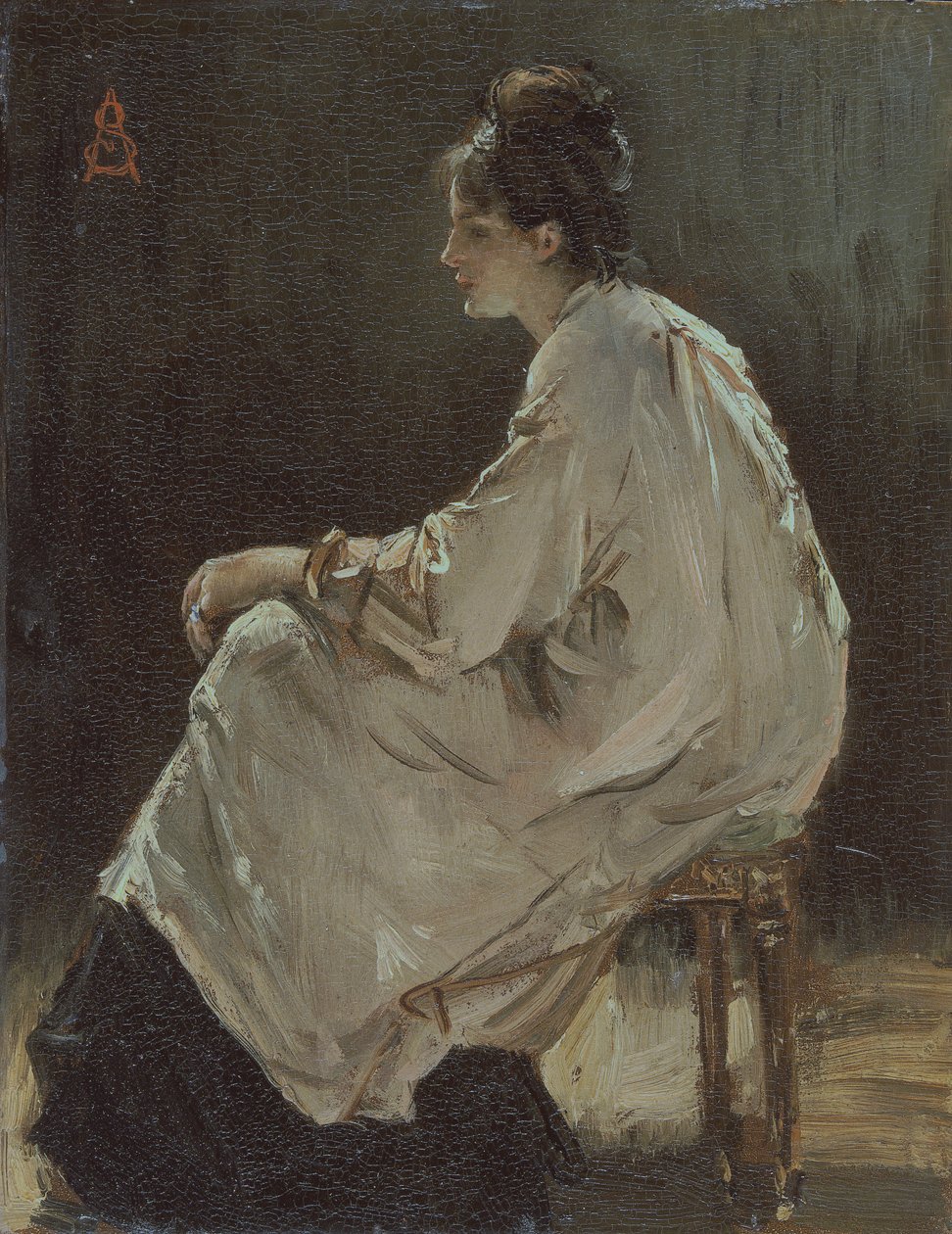 "Menina sentada", 1843-1906 de Alfred Emile Stevens