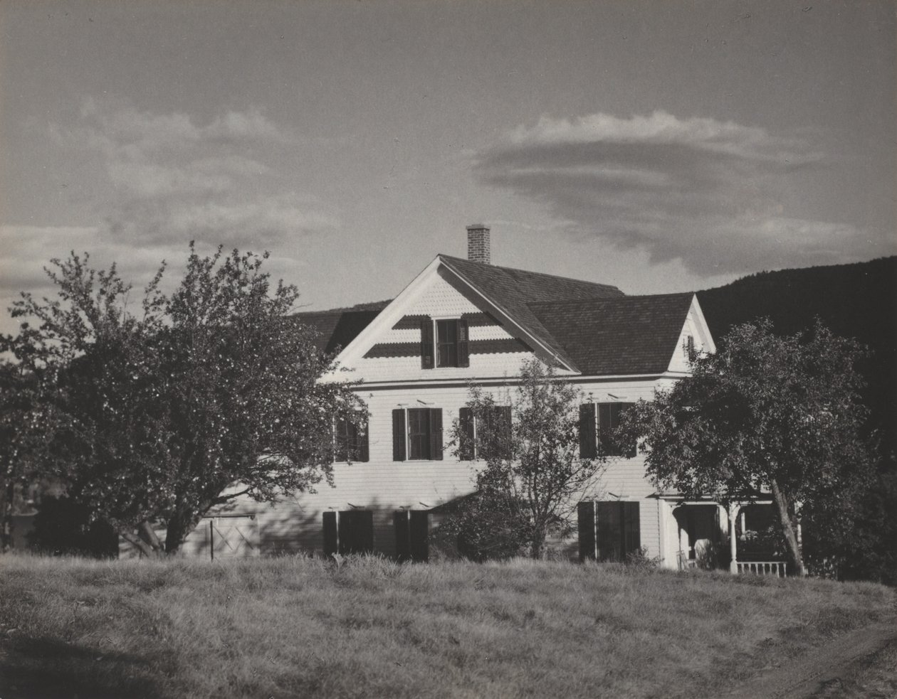 Casa e árvores, Lago George de Alfred Stieglitz
