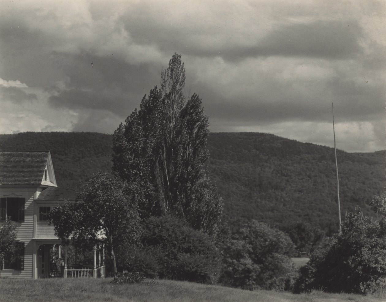Casa e árvores, Lago George de Alfred Stieglitz