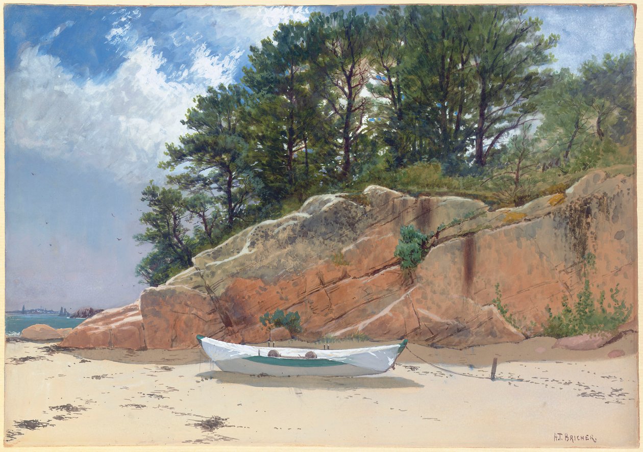 Dory na praia de Dana, Manchester-by-the-Sea, Massachusetts, 1879 de Alfred Thompson Bricher