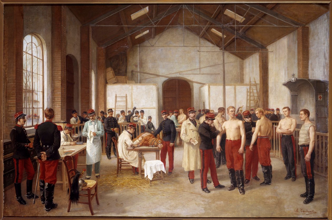 Vacinação no Val de Grace Pintura de Alfred Touchemolin (1829-1907). 1900 aprox. Musée du Val de Grace, Paris de Alfred Touchemolin