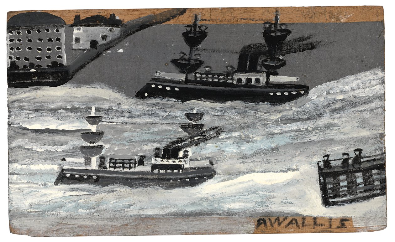Canhoneiras em tempo de guerra, c.1855-1942 (óleo sobre painel) de Alfred Wallis