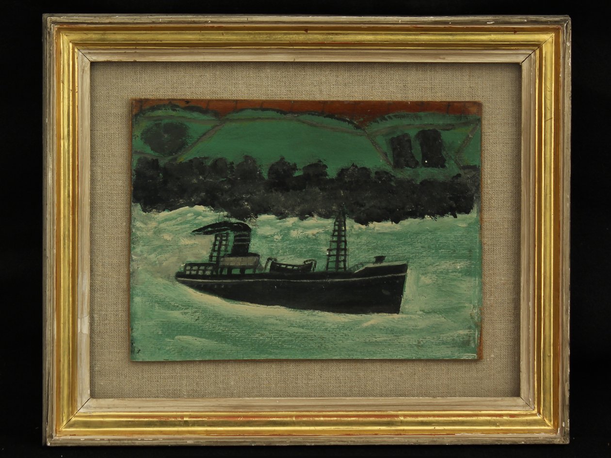 Traineira na costa da Cornualha, c.1928 de Alfred Wallis