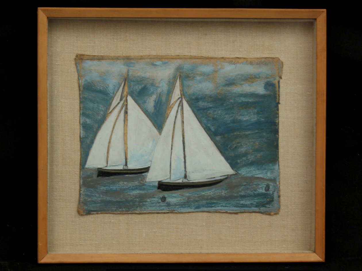 Dois barcos à vela, c.1930 de Alfred Wallis