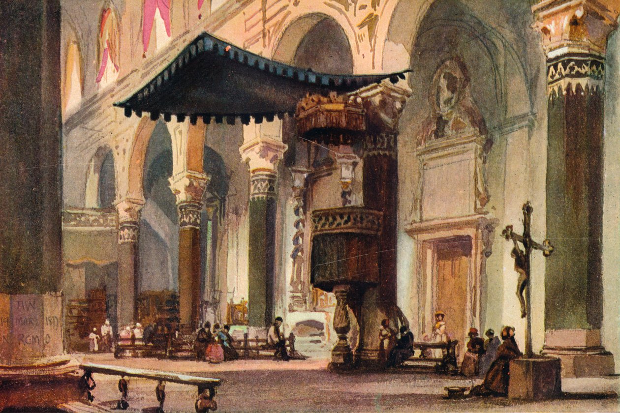 Interior da Catedral, San Remo, c1870 de Alfred Waterhouse