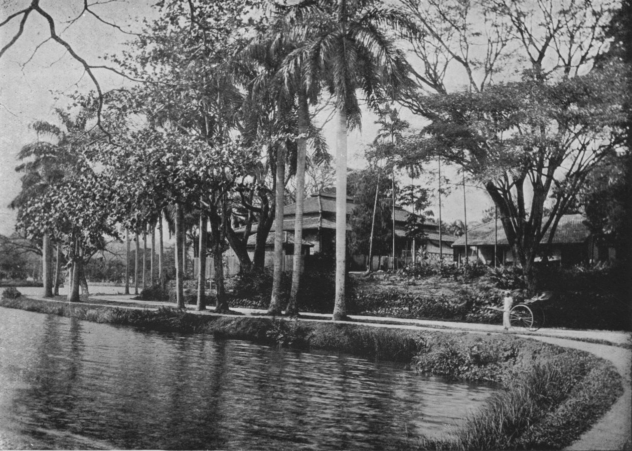 Kandy - um canto pitoresco do lago, c1890, 1910 de Alfred William Amandus Plate