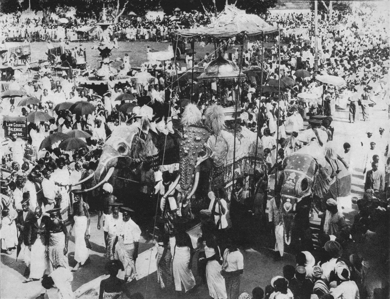Elefante sagrado na procissão de Perahera, Kandy, Ceilão, c1890, 1910 de Alfred William Amandus Plate