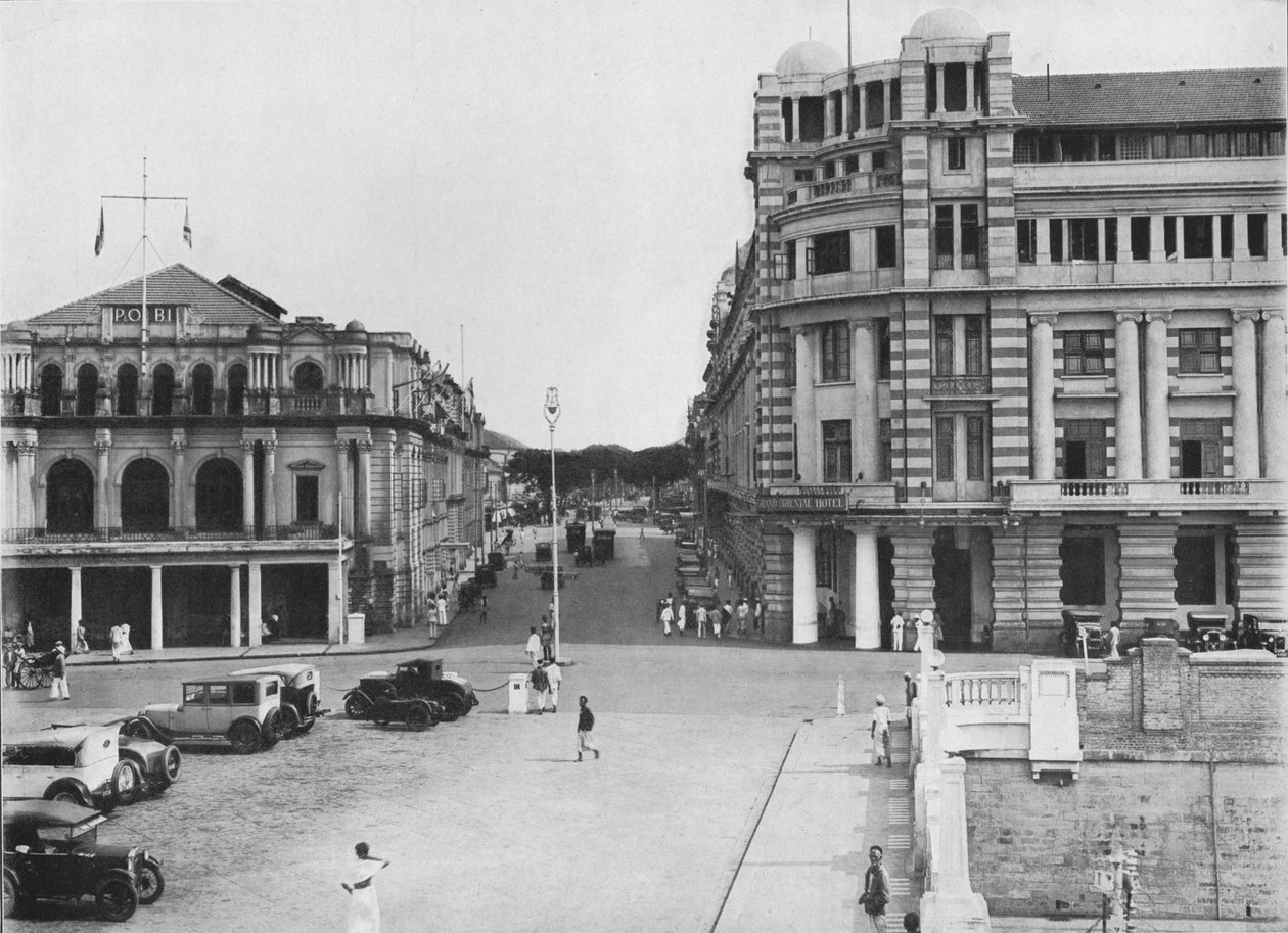 O Grand Oriental Hotel e P. & O. Building, Ceilão, c1890, 1910 de Alfred William Amandus Plate