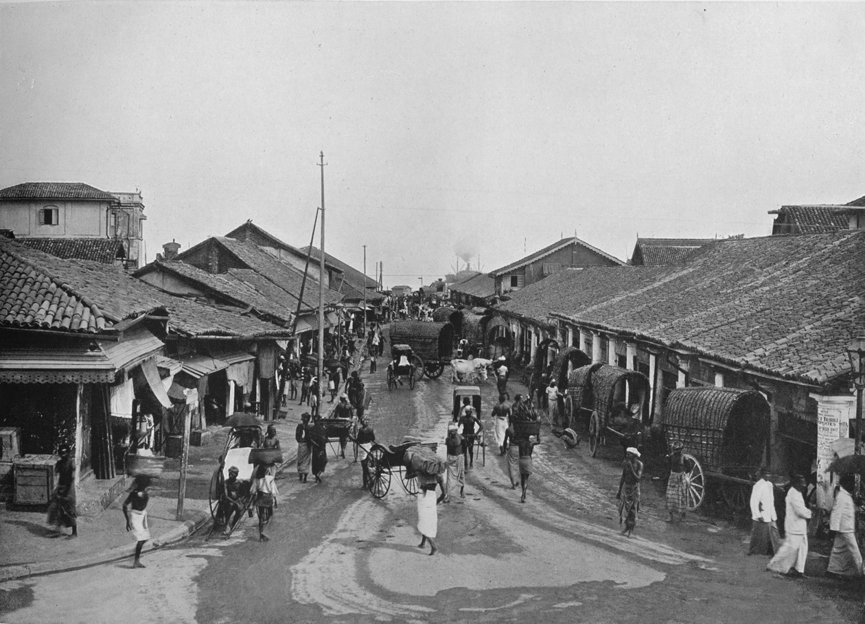 Cena típica da rua em Native Quarters, Colombo, c1890, 1910 de Alfred William Amandus Plate