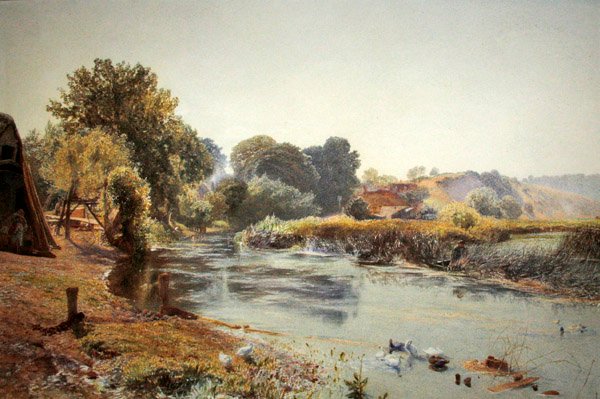 Um pouco da Inglaterra Velha Meio Adormecida (aguarela sobre papel) de Alfred William Hunt