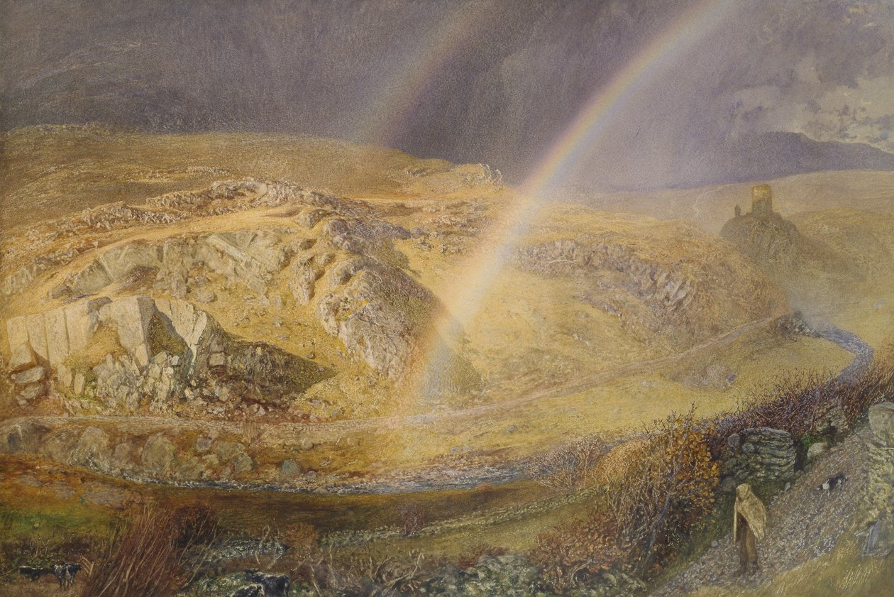 Um arco-íris de novembro, vale Dolwyddelan, 11 de novembro de 1866, 13h 1866, 1866 (aguarela sobre papel) de Alfred William Hunt