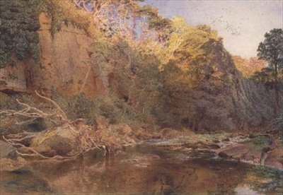 Uma paisagem fluvial (aguarela) de Alfred William Hunt