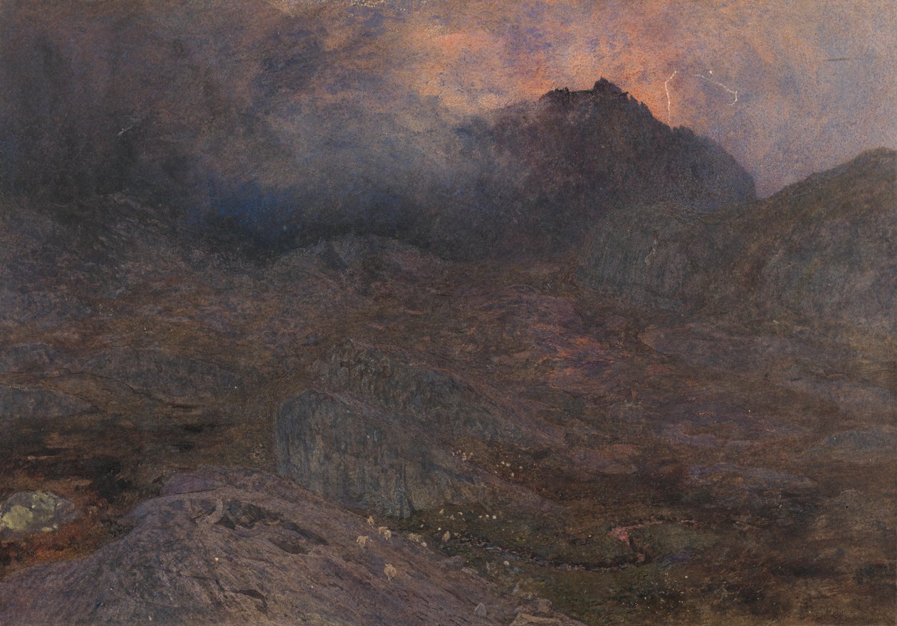 Cwn Trifaen, c.1857 (wc com bodycolour e risca) de Alfred William Hunt