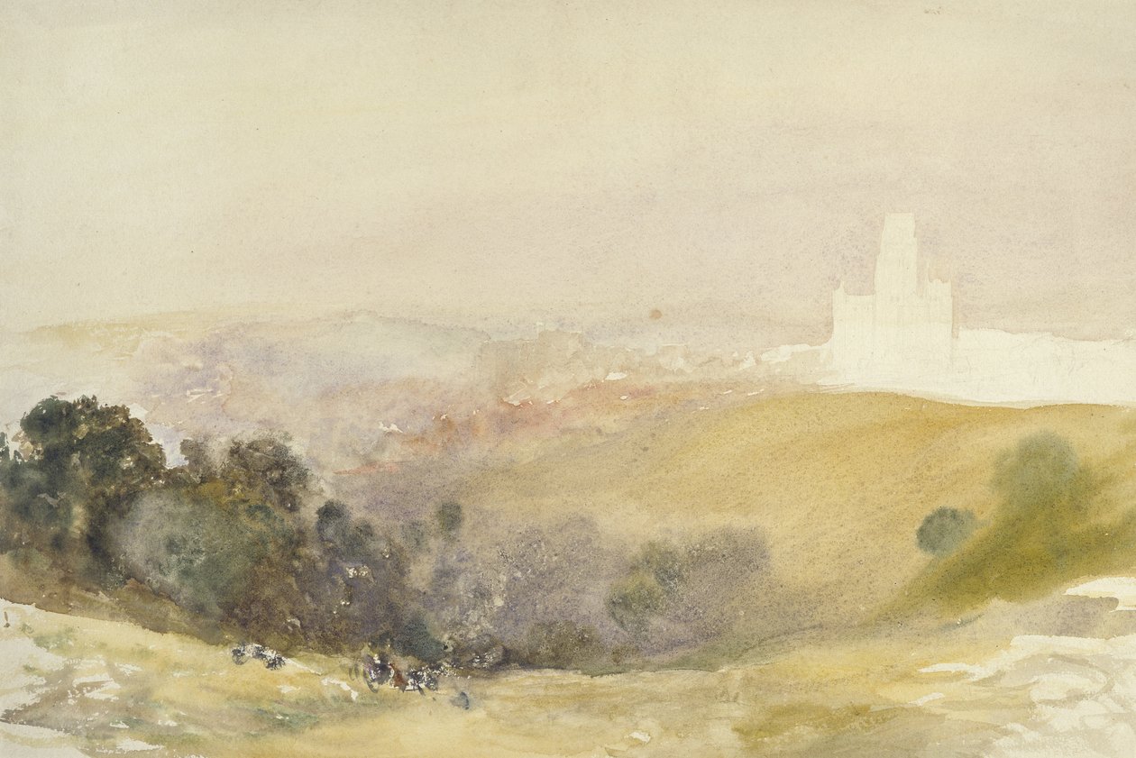 Durham das colinas vermelhas, 1880-86 (aquarela sobre grafite, no papel) de Alfred William Hunt