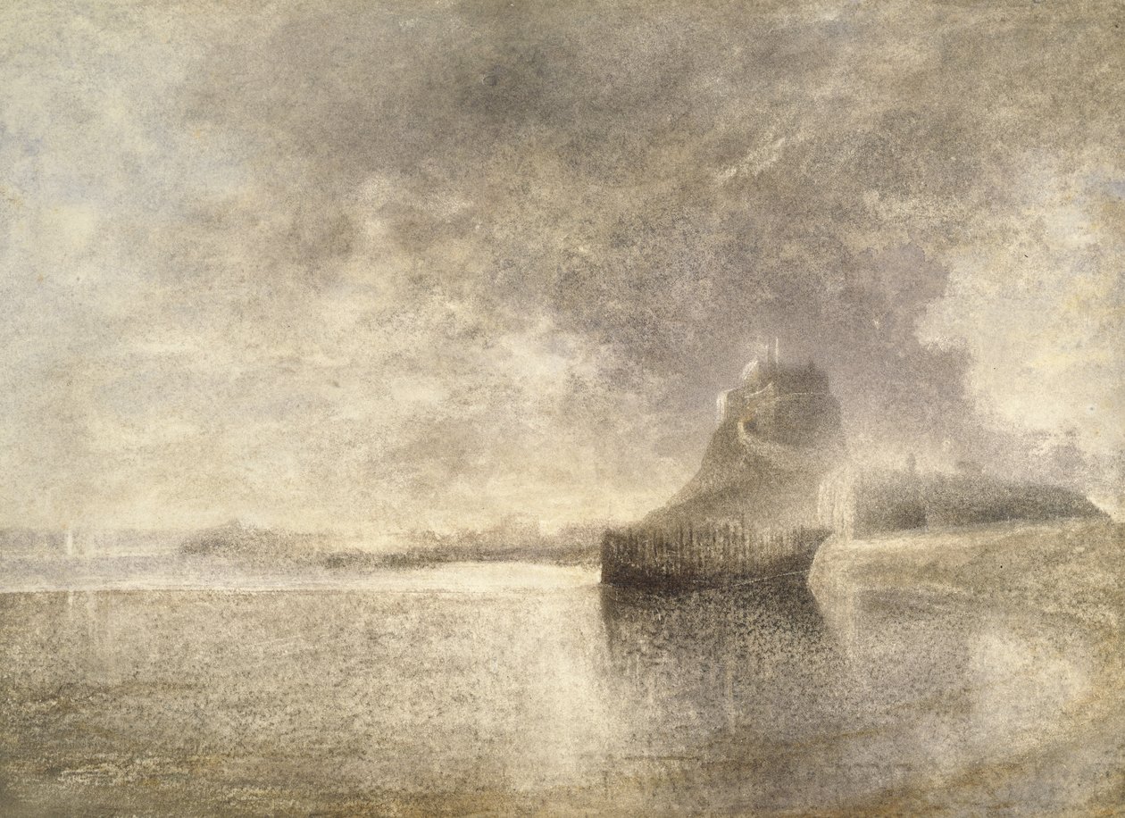 Castelo da Ilha Sagrada, Northumbria, c.1882-3 (aquarela sobre papel) de Alfred William Hunt