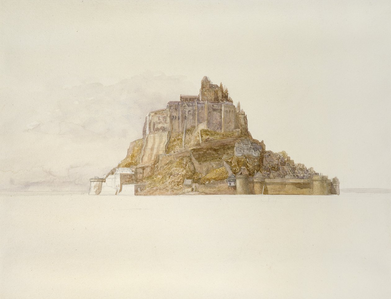 Mont St Michel, das Areias, c. 1876 (aquarela sobre grafite, no papel) de Alfred William Hunt