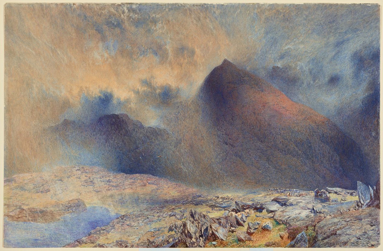 Monte Snowdon através de nuvens claras de Alfred William Hunt