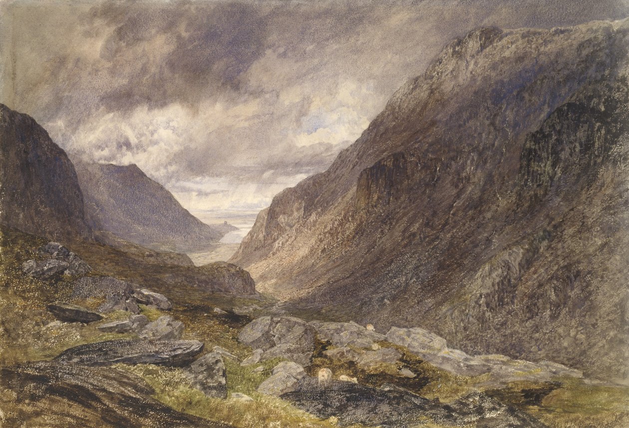 Passagem de Llanberis, c.1853 (aguarela sobre papel) de Alfred William Hunt