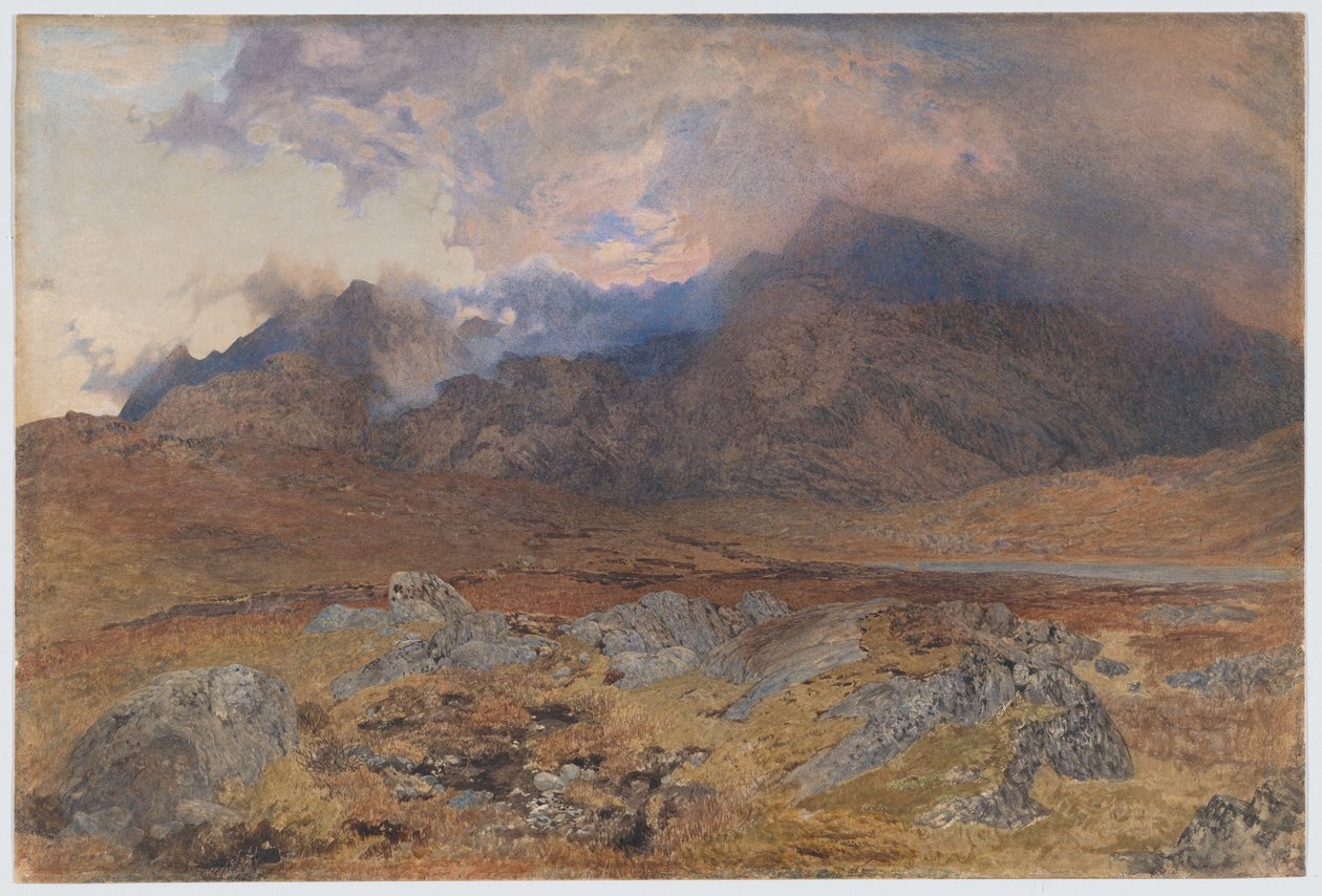 Snowdon, após uma tempestade de granizo em abril [ou Snowdon através de nuvens que se dissipam] de Alfred William Hunt