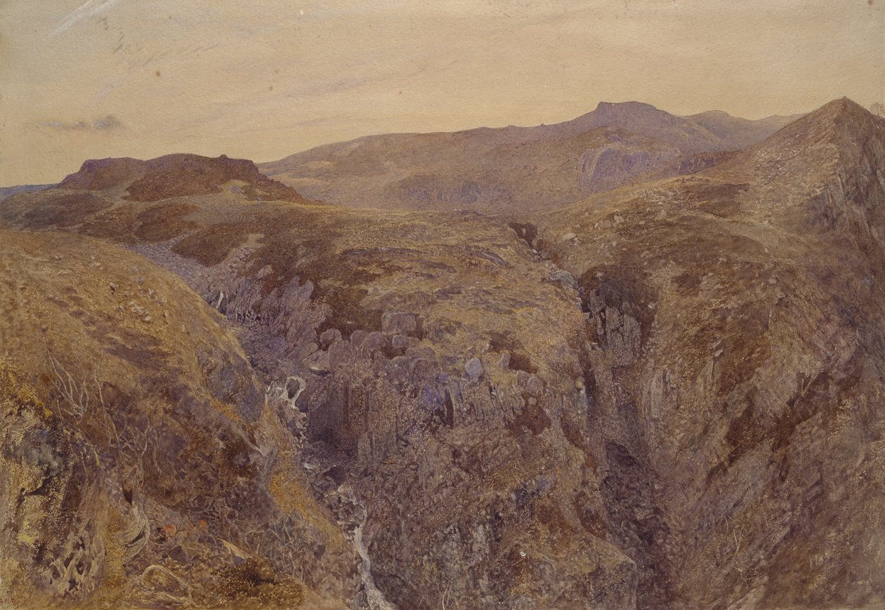 Paisagem Galesa, 1858 (aguarela sobre papel) de Alfred William Hunt