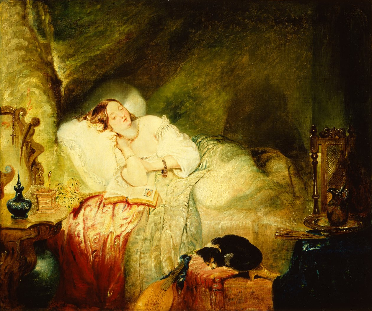 Bela Adormecida (óleo a bordo) de Alfred Woolmer