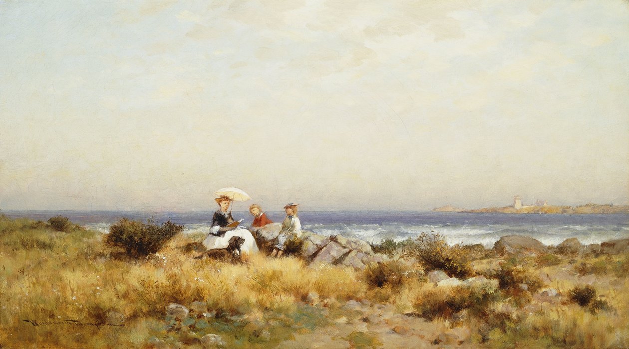Leitura à beira-mar de Alfred Wordsworth Thompson