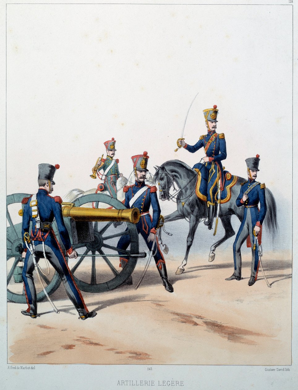 Artilharia Napoleónica: Artilharia Ligeira. Gravura de Alfred De Marbot (século XIX) 1812. Malmaison, Musee Du Chateau. de Alfred de (after) Marbot
