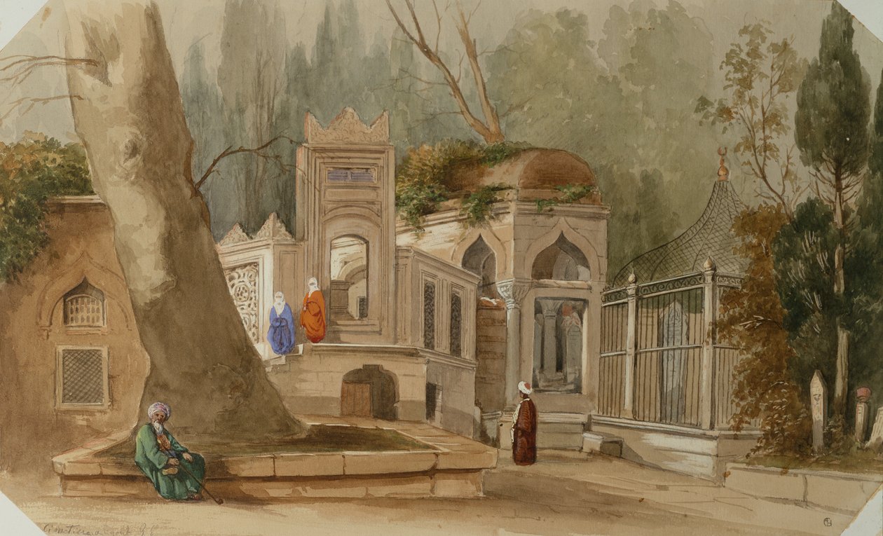 Eyoub, Constantinopla (aquarela e lápis) de Alfred de Courville