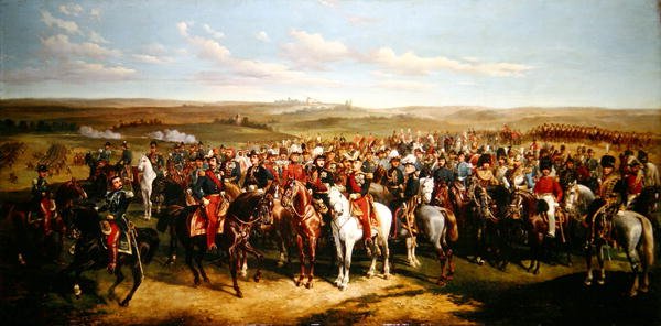 Visita do Príncipe Alberto (1819-61) ao Imperador Napoleão III (1808-73), nas alturas perto de Boulogne, 8 de Setembro de 1854 (óleo sobre tela) de Alfred de Prades