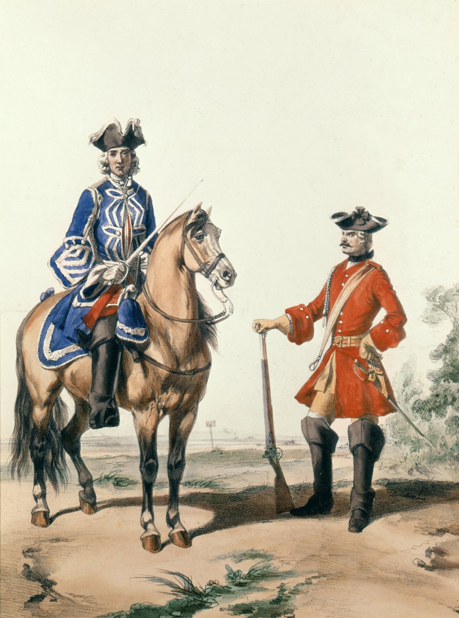 Provost Marechal da Polícia Militar e membro da Polícia Militar em 1724, gravado por D. Noirmont de Alfred de after Marbot