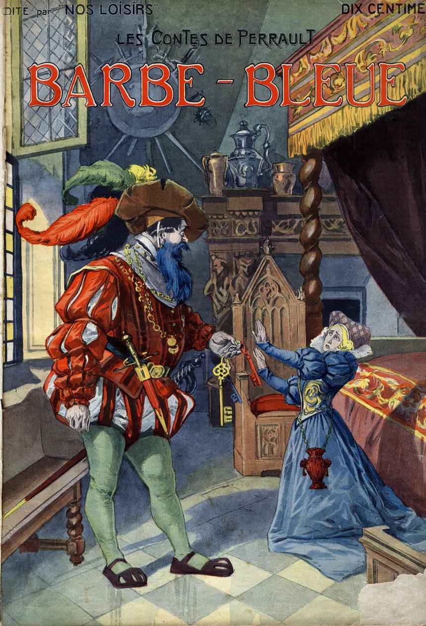 Barba Azul (Bluebeard), Conte de Charles Perrault (1628-1703). Ilustração de Vaccari e Carrey na colecção "Les beaux tales" "Nos loisirs" por volta de 1910. Colecção privada. de Alfredo and Carrey Vaccari