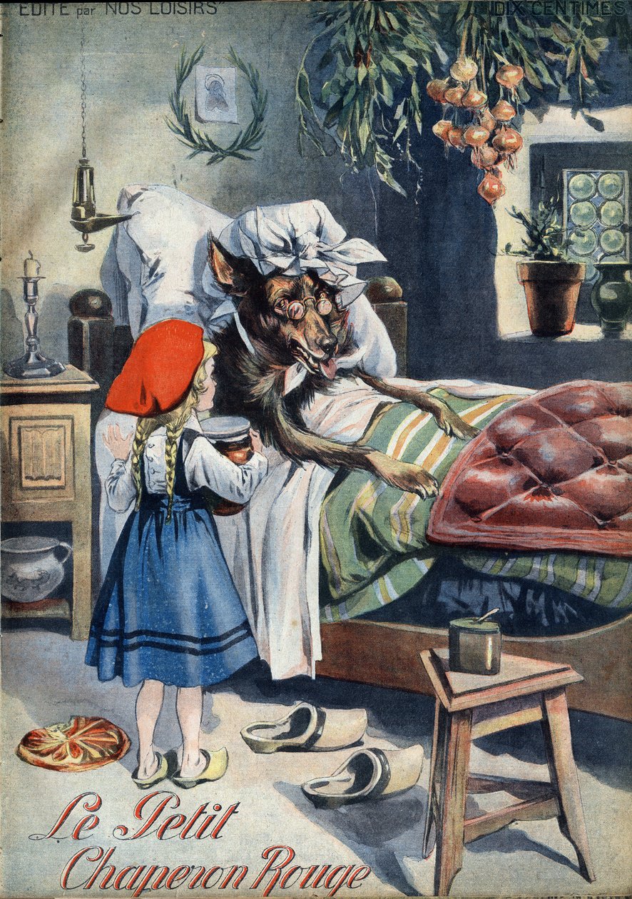 Chapeuzinho Vermelho. Conto popular. Ilustração de Vaccari e Carrey na coleção “” Les beaux tales”” “” Nos loisirs””” por volta de 1910. Coleção particular. de Alfredo and Carrey Vaccari