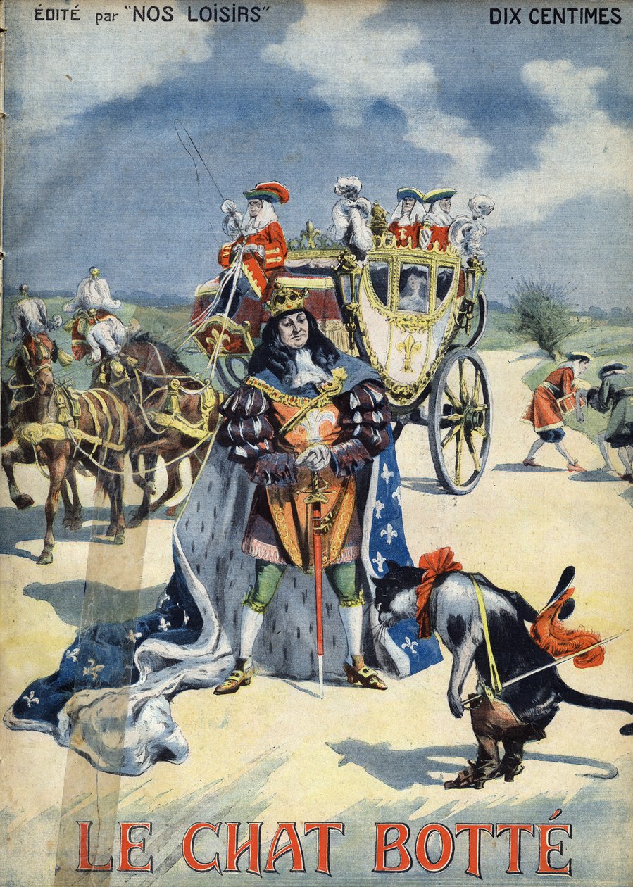 O Gato Bota. Conto popular. Ilustração de Vaccari e Carrey na coleção “” Les beaux tales”” “” Nos loisirs””” por volta de 1910. Coleção particular. de Alfredo and Carrey Vaccari