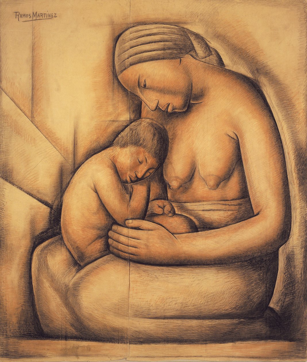Mãe Indiana, c.1936 (crayon no papel) de Alfredo Ramos Martinez