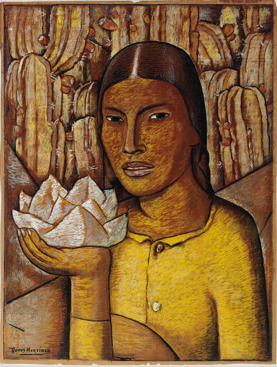 Reina Xochitl (guache em papel de jornal) de Alfredo Ramos Martinez