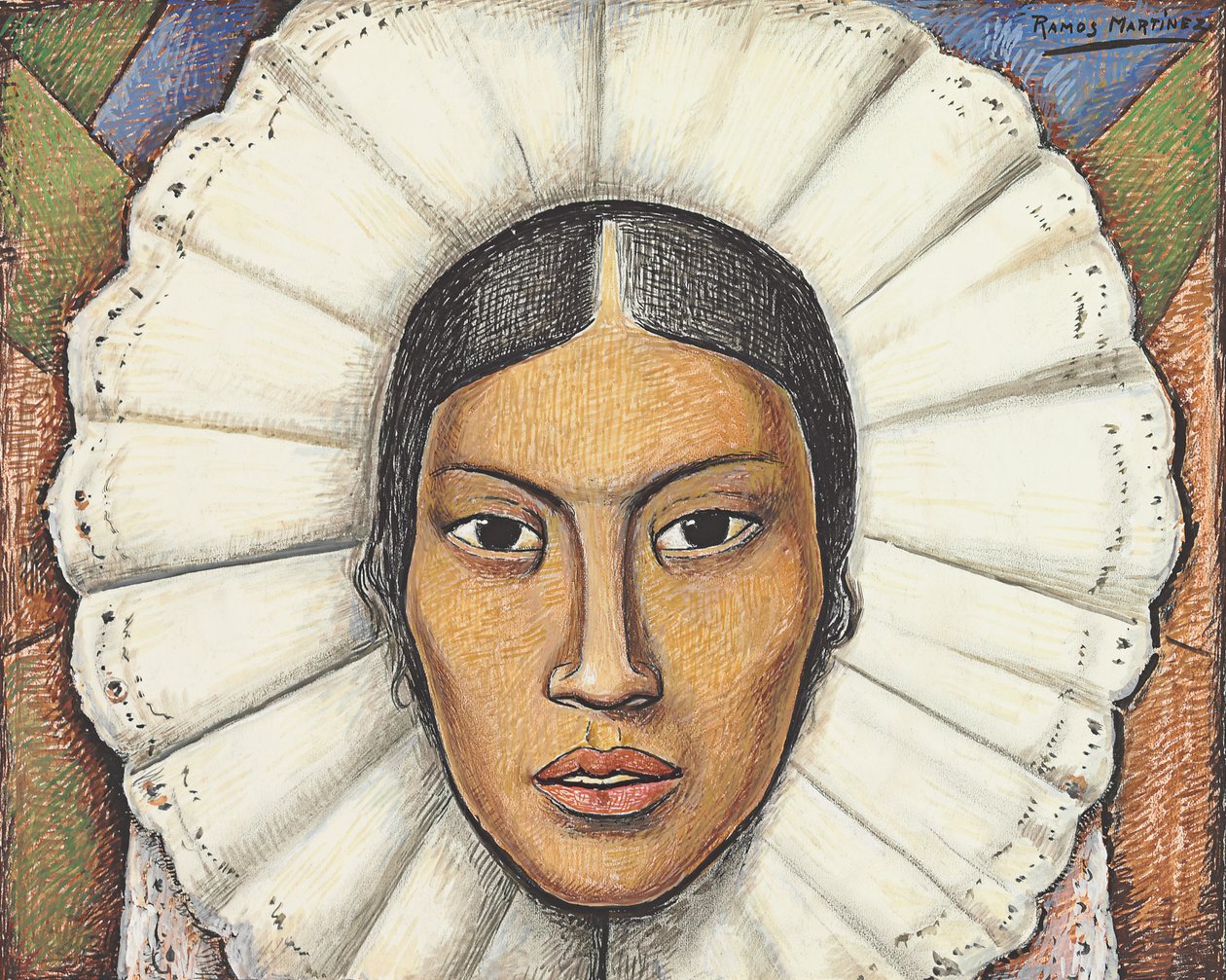 Tehuana, c.1930 (gouache e lápis de cera em papel) de Alfredo Ramos Martinez