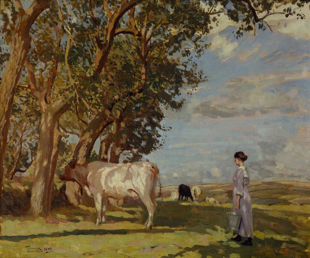 Manhãs de verão, uma empregada de leite e gado de Algernon Mayow Talmage