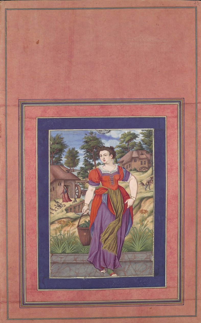 Verão, de uma Série das Quatro Estações, Folio do Álbum Davis, ca. 1660-70. de Ali Quli Jabbadar