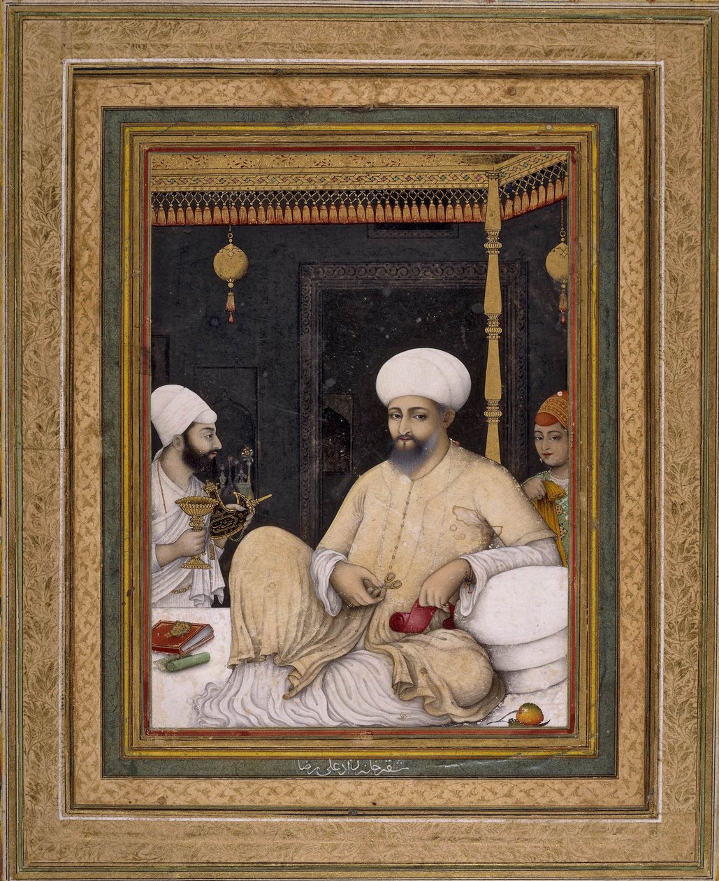 Ali Riza (pintor). O sultão Ibrahim Adil Shah II venera um santo sufi, Bijapur, cerca de 1620-30, Museu Britânico, Londres de Ali Riza