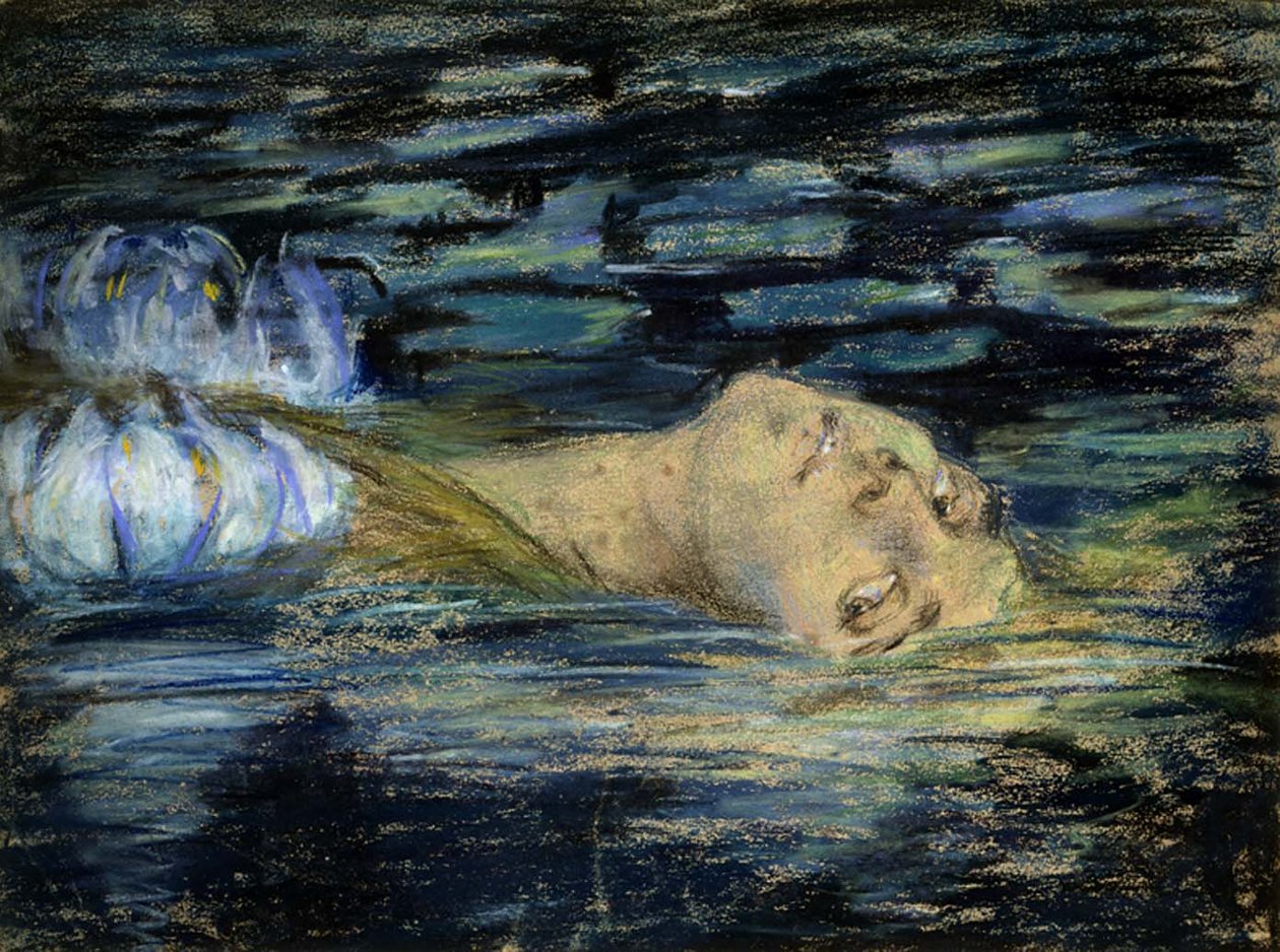WaterlilynNote: embora o site Smithsonian chama este pastel Ophelia e data ca. 1909, Jean Klings biografia de Alice Pike Barney Instituto Smithsonian Press, 1994, ISBN 1-56098-344-2 dá o título Waterlily e identifica-o como um illustrati de Alice Pike Barney