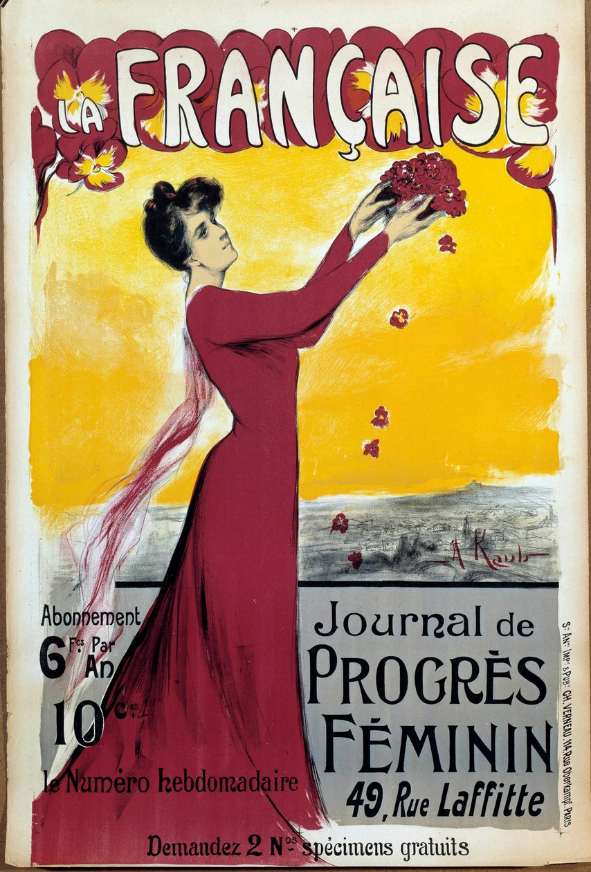 Cartaz de "La francaise", revista do progresso das mulheres. Chamada para assinatura. Ilustração de Alice Kub-Casalonga (1875-1948) 1927 Paris, Museum of the Two World Wars. Direitos reservados. de Alice Kaub Casalonga