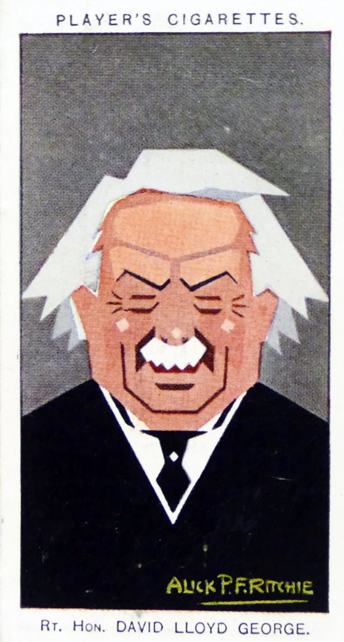 Cartão de cigarro do jogador de 1926: David Lloyd George de Alick Penrose Forbes Ritchie